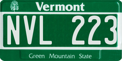 VT license plate NVL223