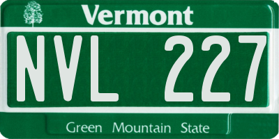 VT license plate NVL227