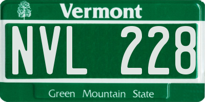 VT license plate NVL228