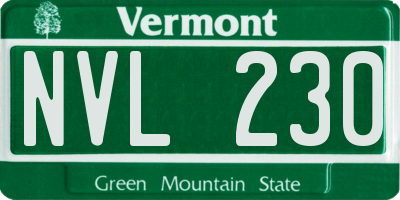 VT license plate NVL230