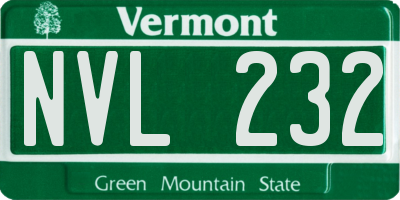 VT license plate NVL232