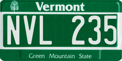 VT license plate NVL235