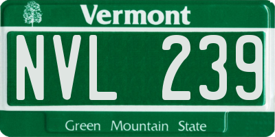 VT license plate NVL239
