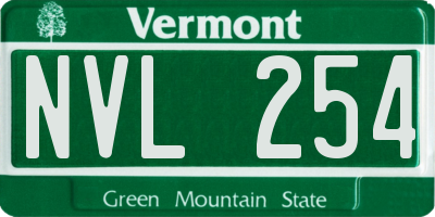 VT license plate NVL254
