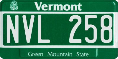 VT license plate NVL258
