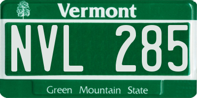 VT license plate NVL285