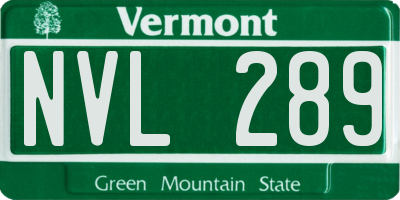 VT license plate NVL289