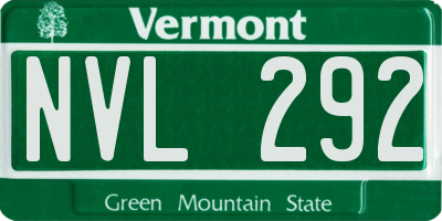 VT license plate NVL292