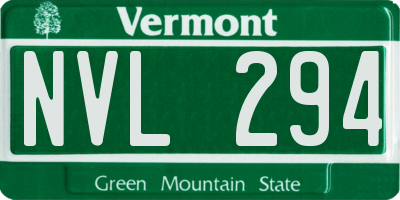 VT license plate NVL294