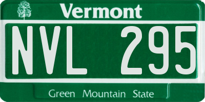 VT license plate NVL295
