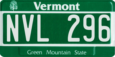 VT license plate NVL296