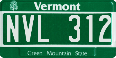 VT license plate NVL312