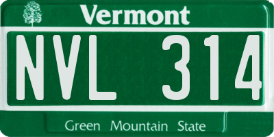 VT license plate NVL314