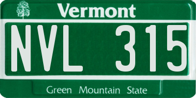 VT license plate NVL315