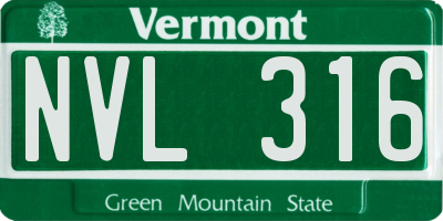 VT license plate NVL316
