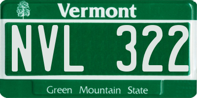 VT license plate NVL322