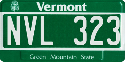 VT license plate NVL323