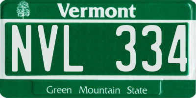VT license plate NVL334