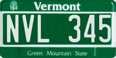 VT license plate NVL345
