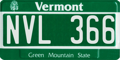 VT license plate NVL366