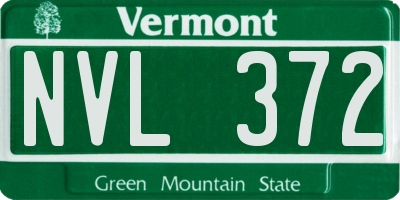 VT license plate NVL372