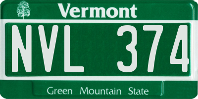 VT license plate NVL374