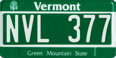 VT license plate NVL377