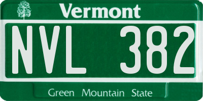 VT license plate NVL382