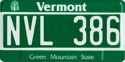 VT license plate NVL386