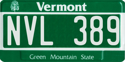 VT license plate NVL389