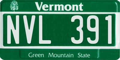 VT license plate NVL391