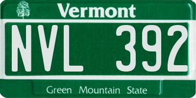 VT license plate NVL392