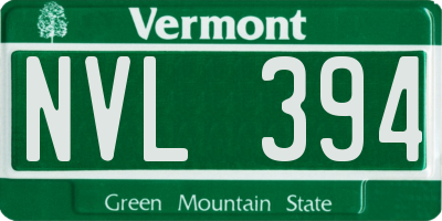 VT license plate NVL394