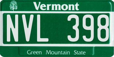 VT license plate NVL398