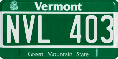 VT license plate NVL403