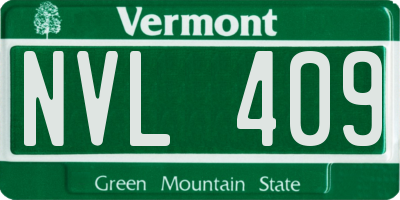 VT license plate NVL409
