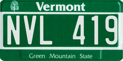 VT license plate NVL419