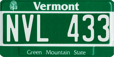 VT license plate NVL433