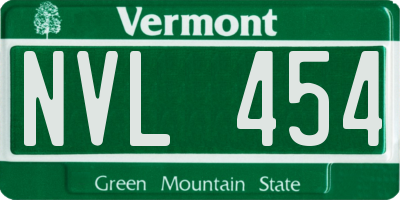 VT license plate NVL454
