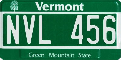 VT license plate NVL456