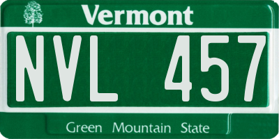 VT license plate NVL457