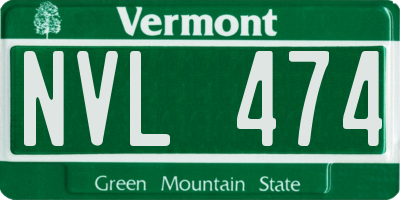 VT license plate NVL474