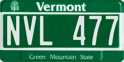 VT license plate NVL477