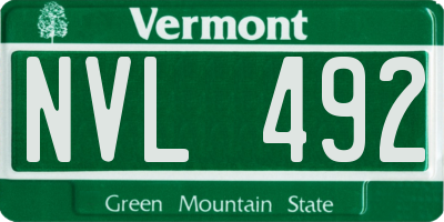 VT license plate NVL492