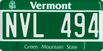 VT license plate NVL494
