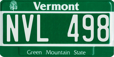 VT license plate NVL498