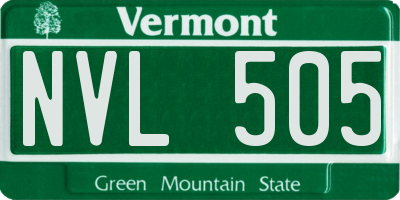 VT license plate NVL505