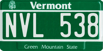 VT license plate NVL538