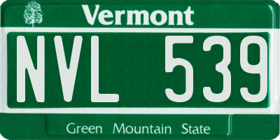VT license plate NVL539
