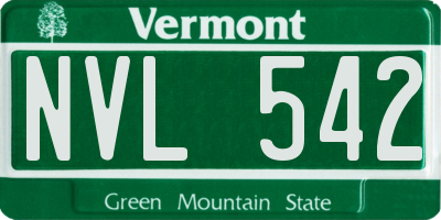 VT license plate NVL542